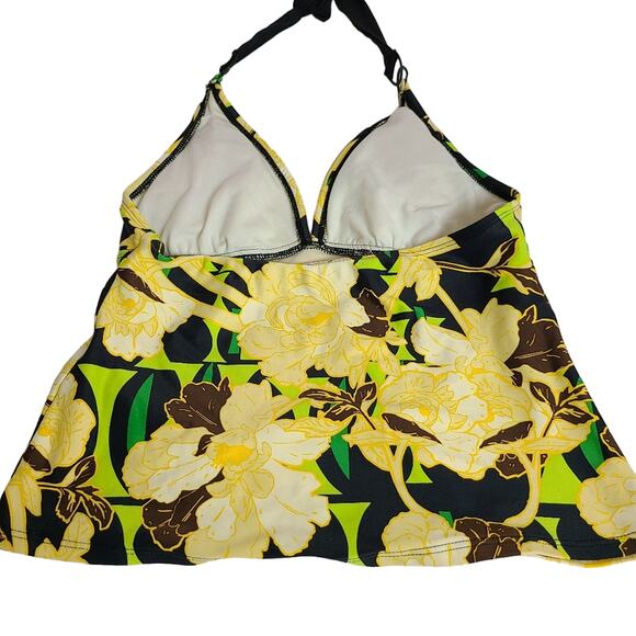 Skye Yellow Floral Plunging Tankini Set With Hipster Black Bikini Bottoms SP - Picture 6 of 9